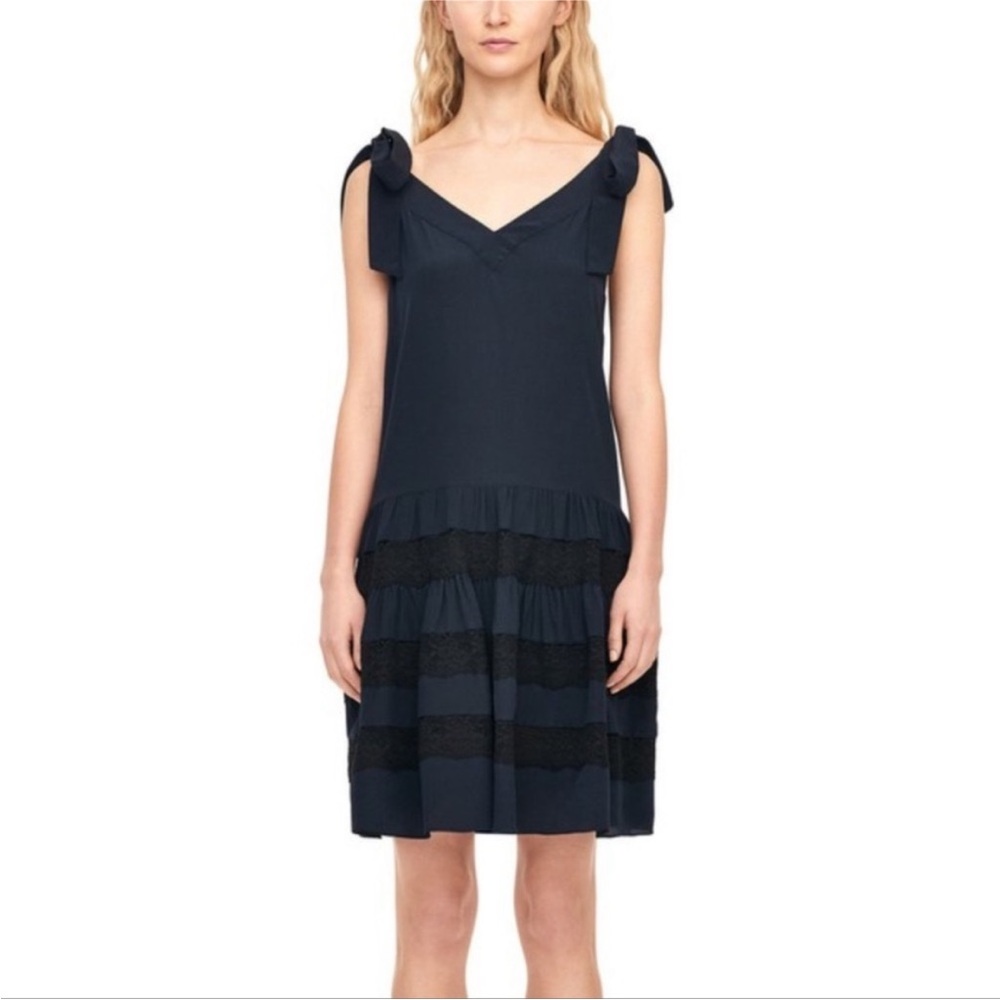 Rebecca Taylor navy and black silk tiered dress NWT Size 8